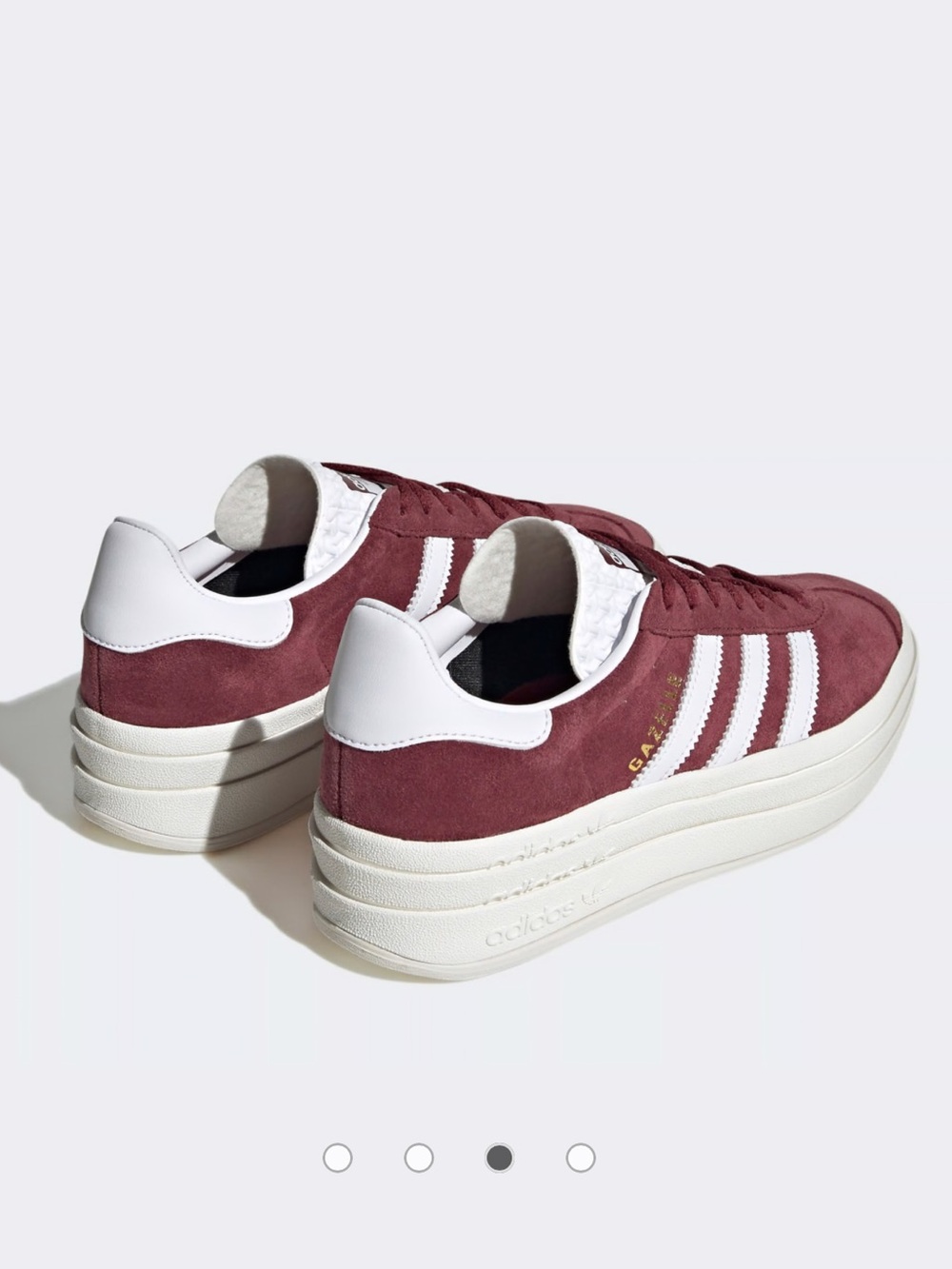 adidas Originals Gazelle Bold trainers in shadow red and cloud white - Picture 3 of 12
